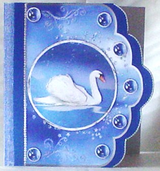 Fantasy Swan Scallop Edge Card Front by Vivien Booth