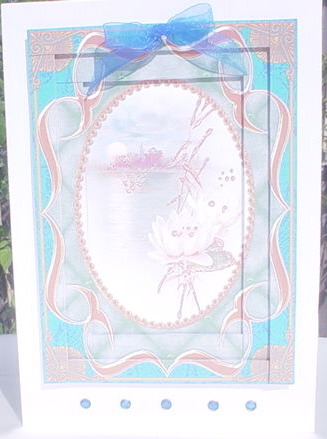 Oriental Lily Ornate Diamond 7x5in Spiral Edge Stacker by Vivien Booth