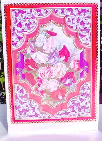 Purple Sweet Peas Ornate Diamond 7x5in One Corner Stacker Featured Gallery Photo