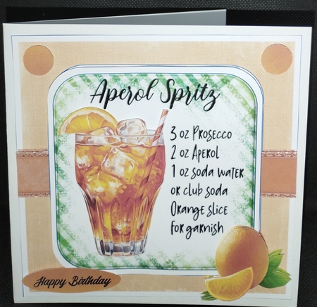 COCKTAIL COASTER BIRTHDAY CARD FRONT 1 APEROL SPRITZ by Wanda Lipski