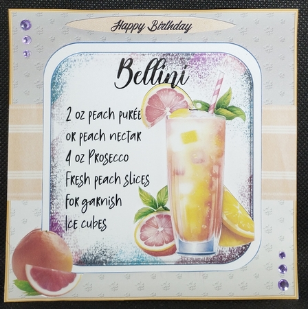 COCKTAIL COASTER BIRTHDAY CARD FRONT 2 BELLINI by Wanda Lipski