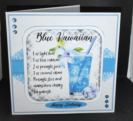 COCKTAIL COASTER BIRTHDAY CARD FRONT 3 BLUE HAWAIIAN by Wanda Lipski