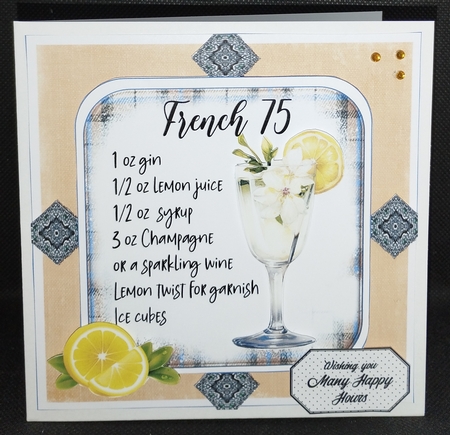COCKTAIL COASTER BIRTHDAY CARD FRONT 6 FRENCH 75 by Wanda Lipski