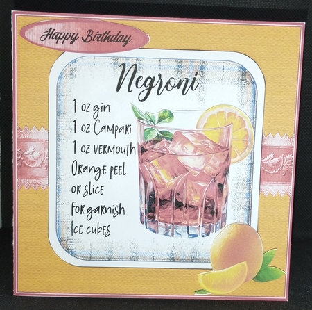 COCKTAIL COASTER BIRTHDAY CARD FRONT 12 NEGRONI by Wanda Lipski