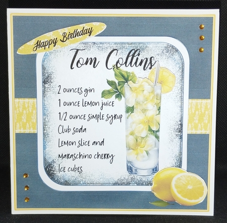 COCKTAIL COASTER BIRTHDAY CARD FRONT 18 TOM COLLINS by Wanda Lipski