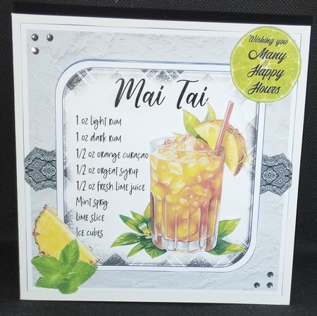 COCKTAIL COASTER BIRTHDAY CARD FRONT 8 MAI TAI by Wanda Lipski