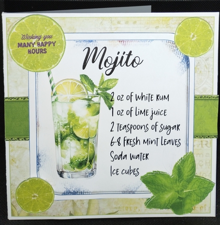 COCKTAIL COASTER BIRTHDAY CARD FRONT 11 MOJITO by Wanda Lipski