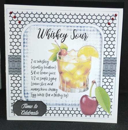 COCKTAIL COASTER BIRTHDAY CARD FRONT 19 WHISKEY SOUR by Wanda Lipski
