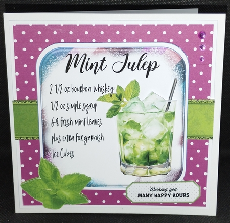 COCKTAIL COASTER BIRTHDAY CARD FRONT 10 MINT JULEP by Wanda Lipski
