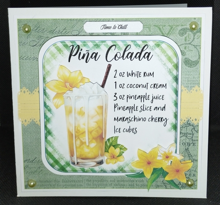 COCKTAIL COASTER BIRTHDAY CARD FRONT 14 PINA COLADA by Wanda Lipski