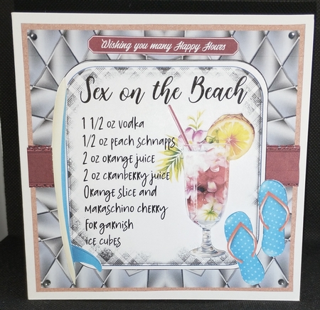 COCKTAIL COASTER BIRTHDAY CARD FRONT 16 SEX ON THE BEACH by Wanda Lipski