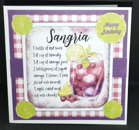 COCKTAIL COASTER BIRTHDAY CARD FRONT 15 SANGRIA by Wanda Lipski