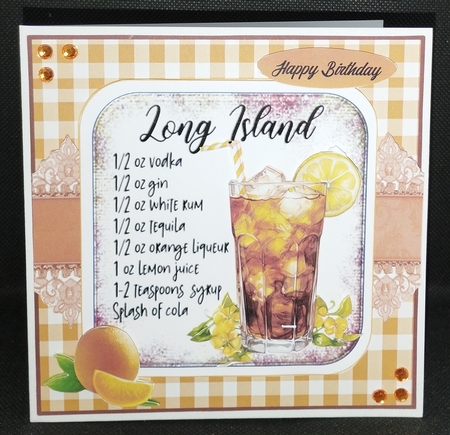 COCKTAIL COASTER BIRTHDAY CARD FRONT 7 LONG ISLAND by Wanda Lipski