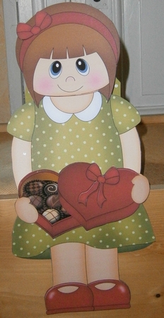 3D On the Shelf Card Kit - Little Teenager Tilda has a Heart Shaped Box of Chocolates by Wanda Lipski