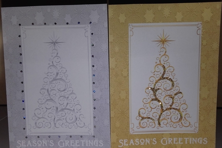 GOLD AND SILVER TREES QUICK CHRISTMAS CARDS by Wanda Lipski