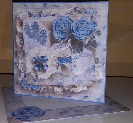 ROMANTIC IN BLUE BIRTHDAY CARD by Wanda Lipski