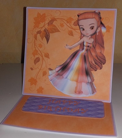 Cute Cookie Character Girl in a Fall Season Multi Color Gown Poser Graphics  by Wanda Lipski