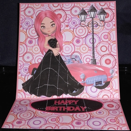 Cute Cookie Character Girl in a Black Color Dress Poser Graphics  by Wanda Lipski