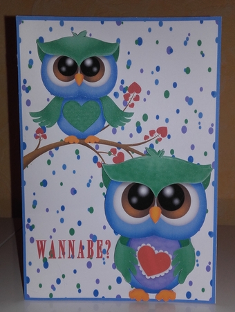 WANNABEE MY VALENTINE LOVE OWLS TOPPER by Wanda Lipski