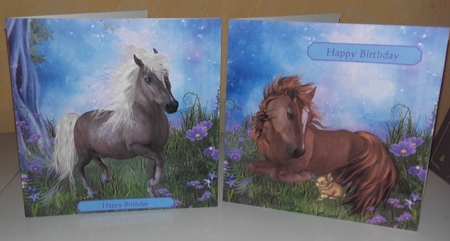 2 ULTRA QUICK SHETLAND PONY FANTASY CARD FRONTS by Wanda Lipski