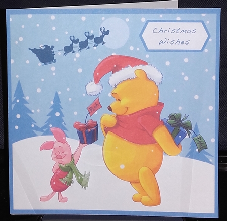 A PRESENT FOR POOH CHRISTMAS CARD FRONT by Wanda Lipski