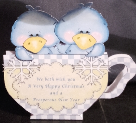 BIRDY COUPLE QUICK CHRISTMAS TENT CARD by Wanda Lipski
