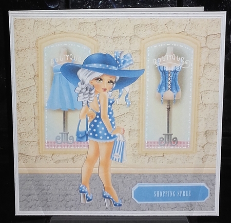 SHOPPING SPREE BIRTHDAY BLUE TOPPER by Wanda Lipski