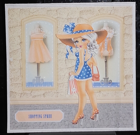SHOPPING SPREE BIRTHDAY ORANGE-BLUE TOPPER by Wanda Lipski
