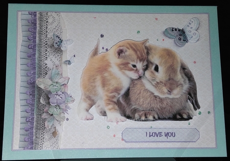 UNLIKELY LOVE 1 CUTE ANIMALS BIRTHDAY OR LOVE CARD FRONT by Wanda Lipski