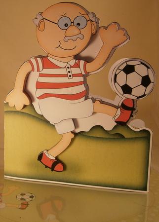 Bert Plays Football Shaped Card with Decoupage by Wanda Lipski