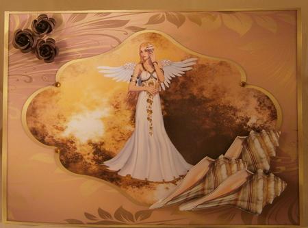 Angel Whispers Card Front by Wanda Lipski