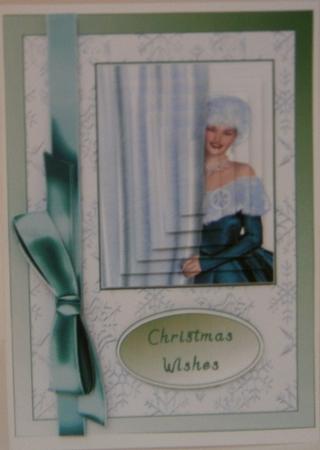 Winter Elegance in Blue Pyramid Card Front by Wanda Lipski
