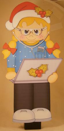 3D on the Shelf Card Kit - Little Christmas Computer Girl by Wanda Lipski