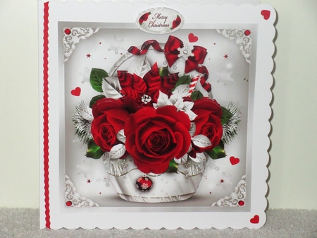 Silver Christmas Basket with Roses and Poinsettias Mini Kit by Wayne Swan