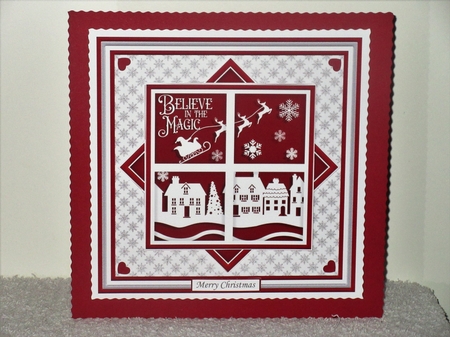 CHRISTMAS MONOTONE THROUGH THE WINDOW 7.5 Quick Layer Card by Wayne Swan