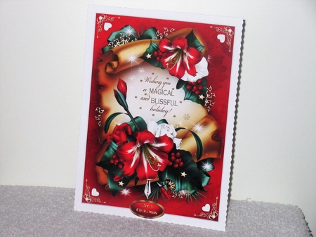 Vintage Christmas Amaryllis Greetings Mini Kit by Wayne Swan