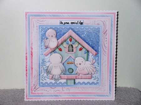 FAMILY BIRDHOUSE 7.5 Christmas Decoupage & Insert Card Kit by Wayne Swan