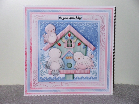 FAMILY BIRDHOUSE 7.5 Christmas Decoupage & Insert Card Kit by Wayne Swan