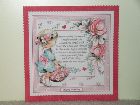 GIRL WITH FLOWER BASKET & VERSE 7.5 Decoupage & Insert Card Kit by Wayne Swan