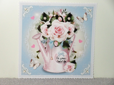 Shabby Pink Watering Can with Roses Mini Kit by Wayne Swan