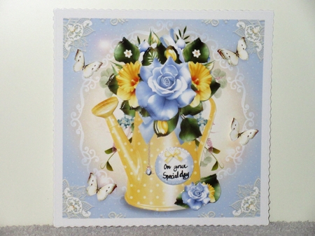Blue Lemon Watering Can with Spring Flowers Mini Kit by Wayne Swan