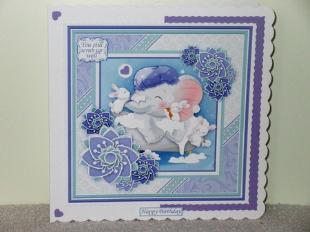 BUNNY BATH 7.5 Decoupage & Insert Card Kit by Wayne Swan
