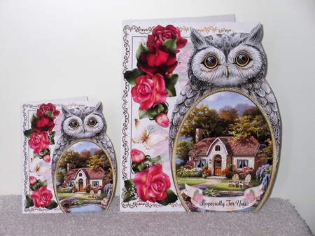 Owl Shaped Cottage Scene no2 Mini Page Kit by Wayne Swan