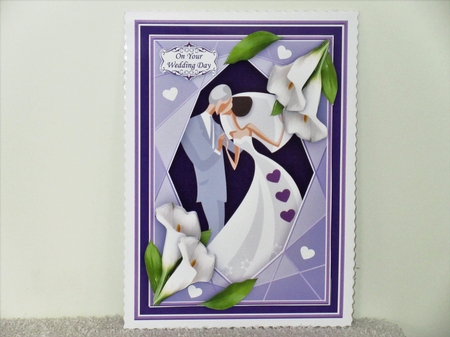 WEDDING CALLA LILIES LILAC A5 Decoupage Card Kit by Wayne Swan