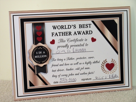  WORLDS BEST FATHER Humorous A5 Certificate & Ages Card Kit by Wayne Swan