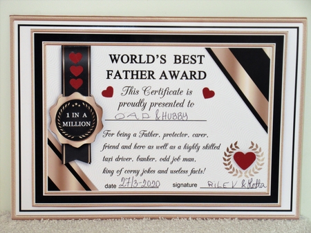  WORLDS BEST FATHER Humorous A5 Certificate & Ages Card Kit by Wayne Swan