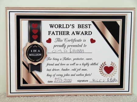  WORLDS BEST FATHER Humorous A5 Certificate & Ages Card Kit by Wayne Swan