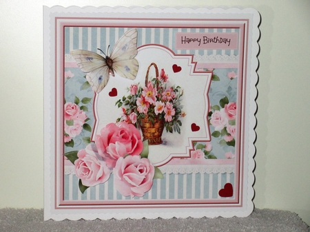 Basket of roses 7x7 card by Wayne Swan