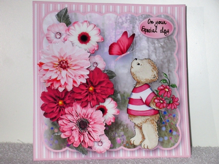 Teddy and Flowers - Decoupage Card Mini Kit by Wayne Swan