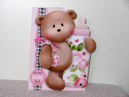 Oh So Adorable New Baby Girl Shaped 3D Decoupage Complete Card Kit by Wayne Swan